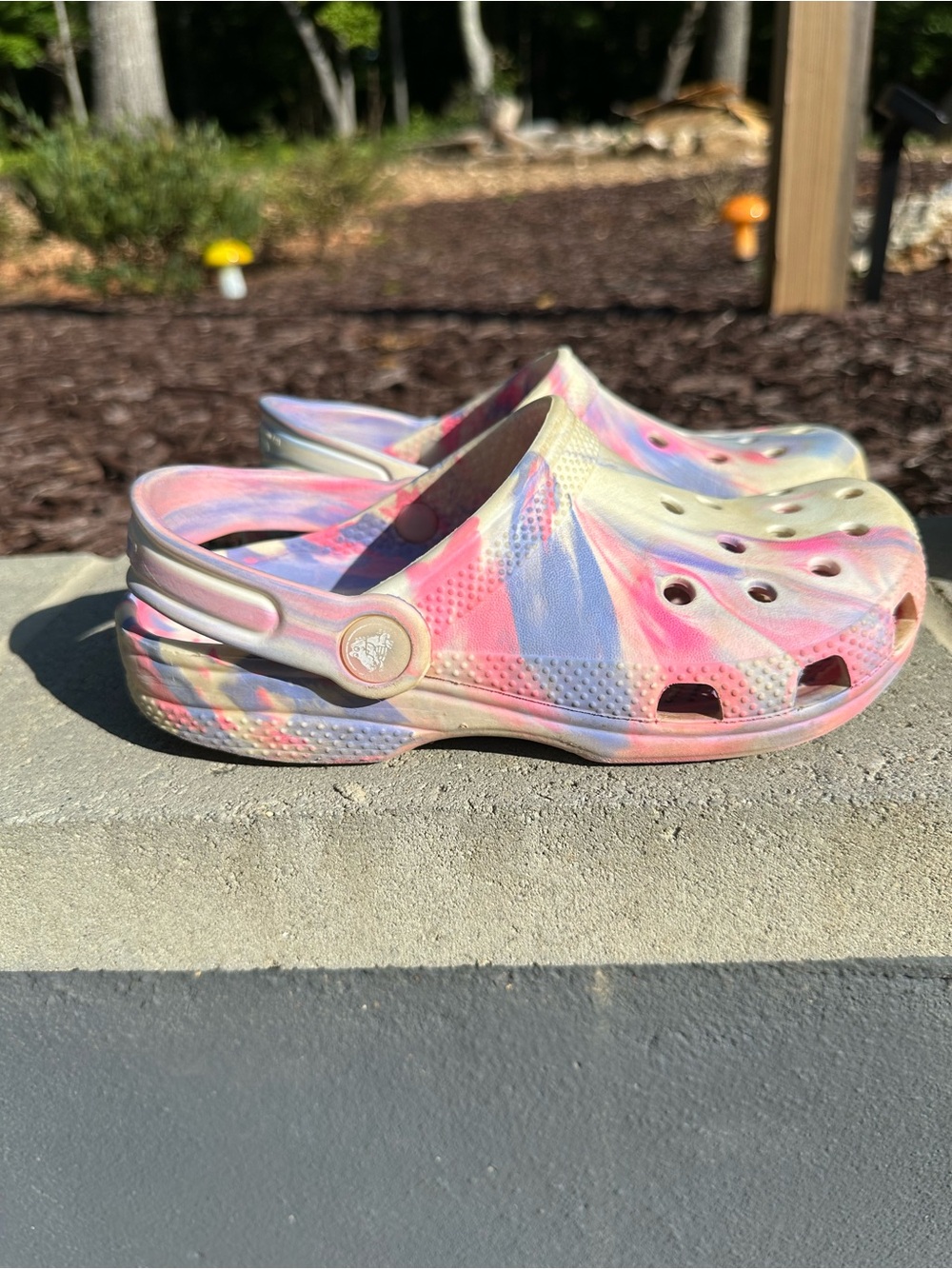CROCS Kids Tie-Dye Clog Sandals - Pink, Blue & Yellow